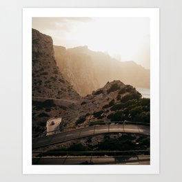 Mountain road during sunset on the Spanish island of Mallorca | Travel Photography poster Art Print