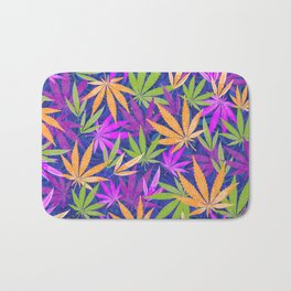 Colorful Marijuana Leaves Bath Mat | Nature, Graphic Design, Pattern 