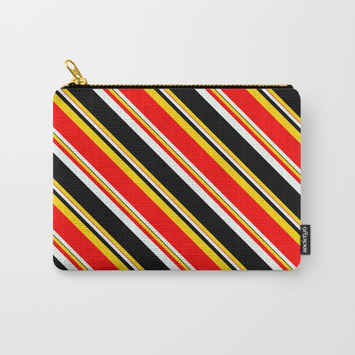 Yellow, Red, Mint Cream, and Black Colored Pattern of Stripes Carry-All Pouch