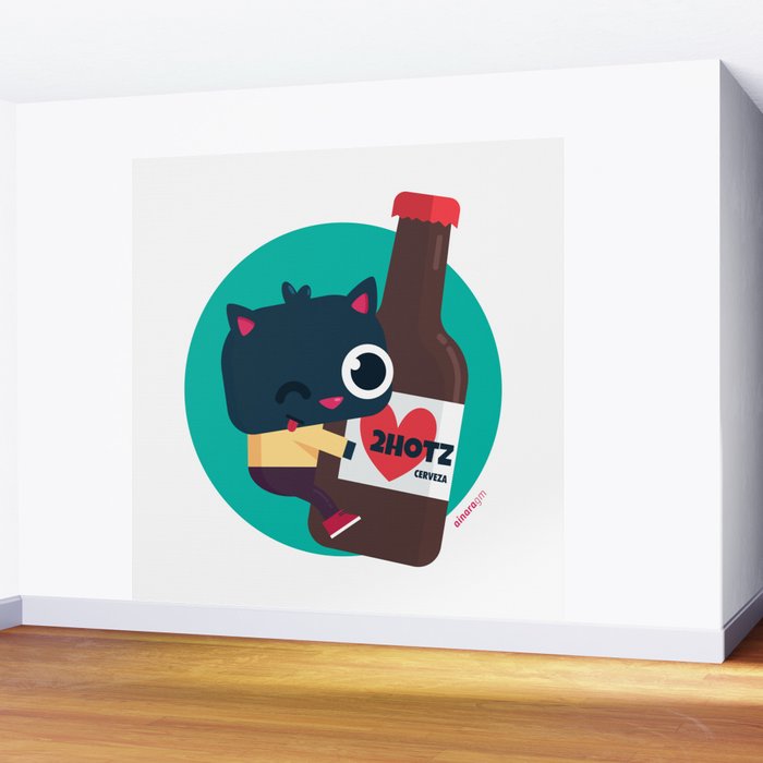 Cat And Beer Wall Mural By Ainaragm Society6