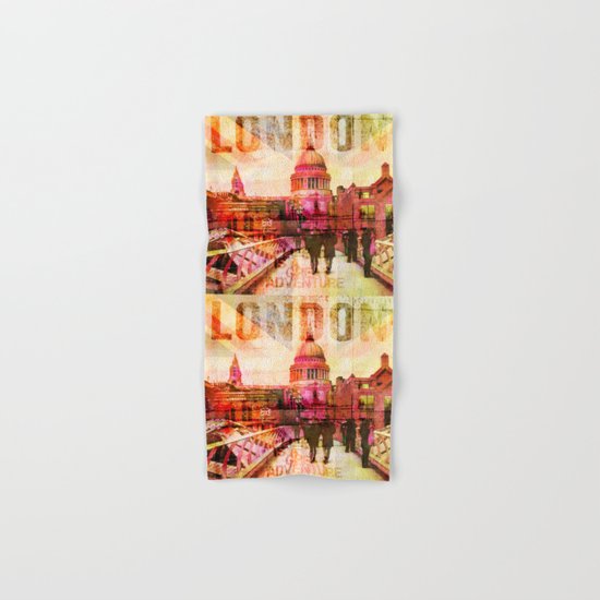 London St. Pauls Cathedral modern illustration typography Hand & Bath Towel