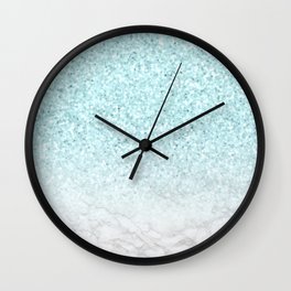 Turquoise Glitter and Marble Wall Clock