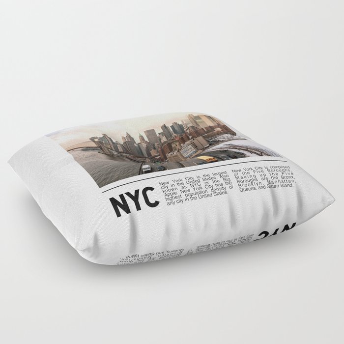 Minimalist NYC | Brooklyn Bridge and New York City Skyline Floor Pillow
