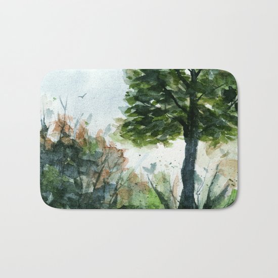 A Lovely Day, Abstract Landscape Art Bath Mat