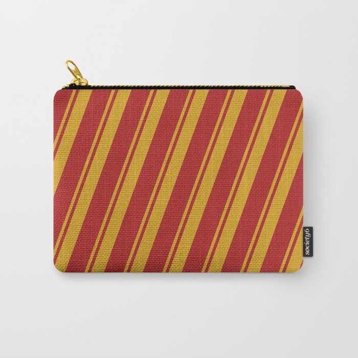 Goldenrod & Red Colored Lined Pattern Carry-All Pouch