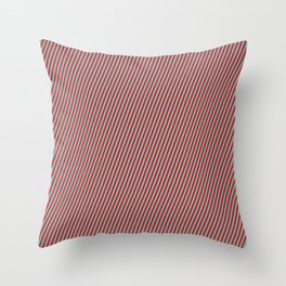 [ Thumbnail: Turquoise and Red Colored Pattern of Stripes Throw Pillow ]