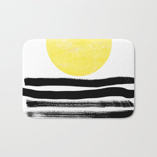 Soleil - sunset sunrise abstract painting art decor dorm college art painting brushstrokes india ink Bath Mat