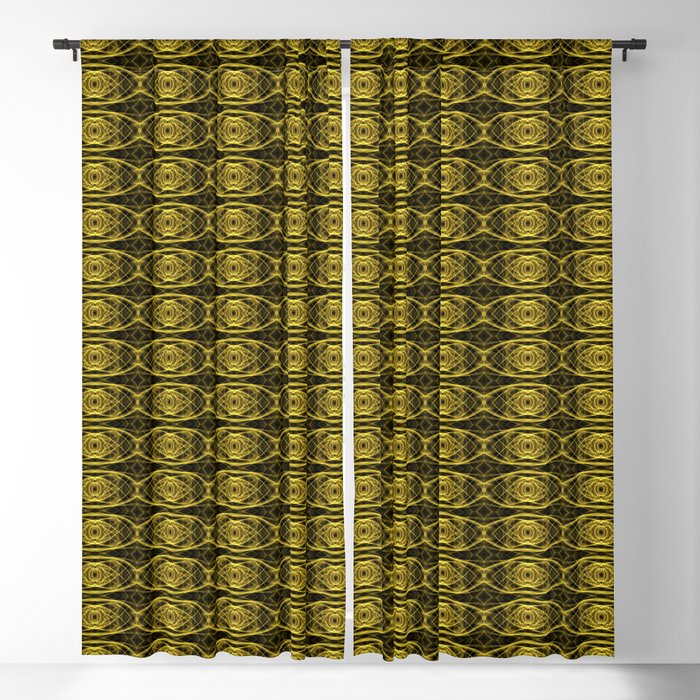 Liquid Light Series 6 ~ Yellow Abstract Fractal Pattern Blackout Curtain