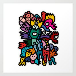 Cool Street Art Fun Multicolor Creatures Art Print