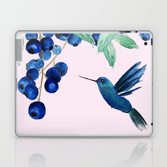 blueberry and humming bird Laptop & iPad Skin