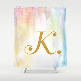 Happy Unicorn Monogram Letter Initial Typography K Shower Curtain