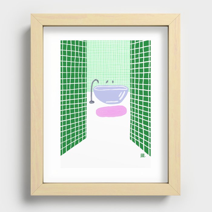 Green bathroom Recessed Framed Print