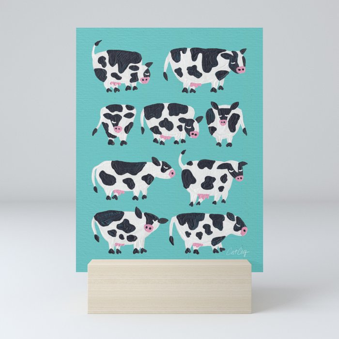 Cow Collection – Turquoise Mini Art Print