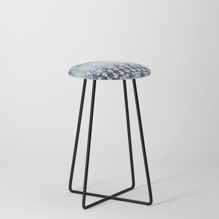 Small diamond ombre pattern - blue Counter Stool