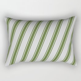 [ Thumbnail: Light Gray & Dark Olive Green Colored Pattern of Stripes Rectangular Pillow ]