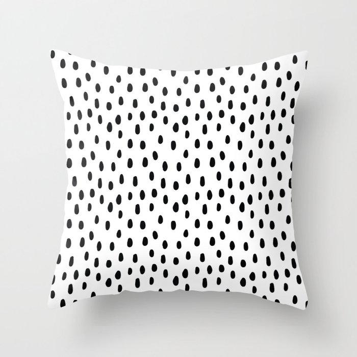 Black spots on white Throw Pillow