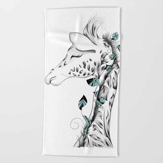 Poetic Giraffe Beach Towel