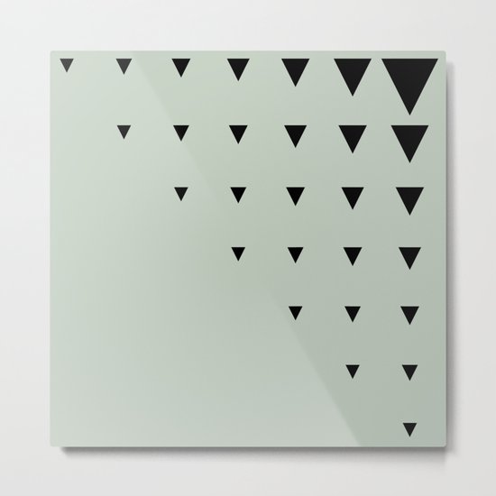 Black Triangles on Grey-Green Metal Print