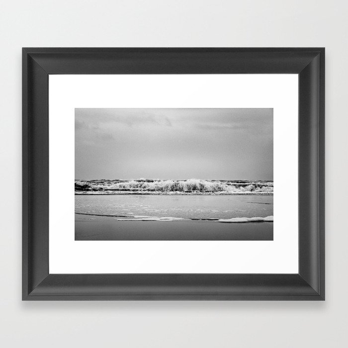 Waves at the beach - Black and white Landscape Photography - Framed Art Print Framed Art Print