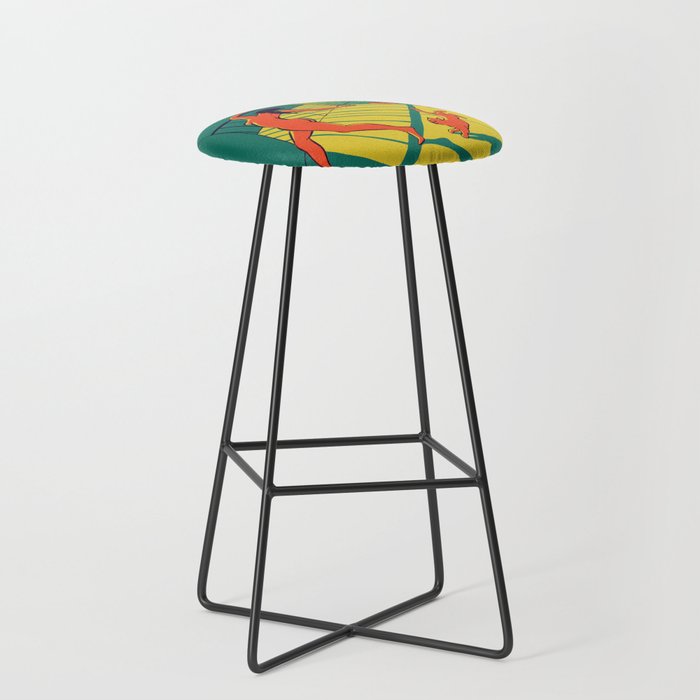 Dancing with the cat | Moody sunset light and shadows Aesthetic Green room Naked dance Femme Fatale  Bar Stool