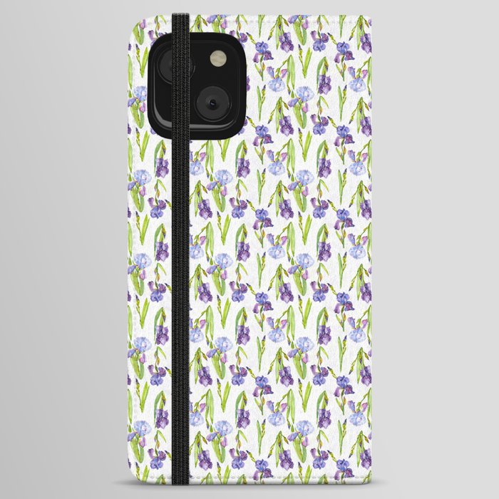 Watercolor Iris white background iPhone Wallet Case