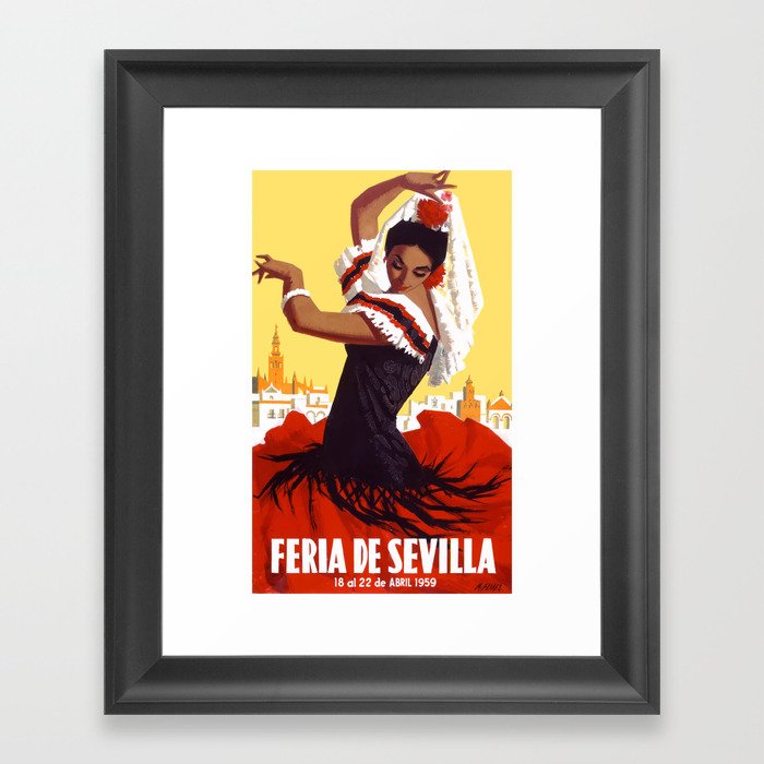 Spain 1959 Seville April Fair Travel Poster Framed Art Print