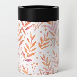 Watercolor branches - pastel orange and pink Can Cooler