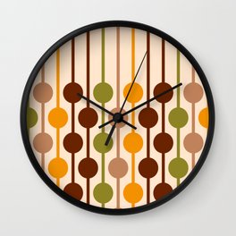 Retro 60s hanging circles & stripes brown orange cream Wall Clock
