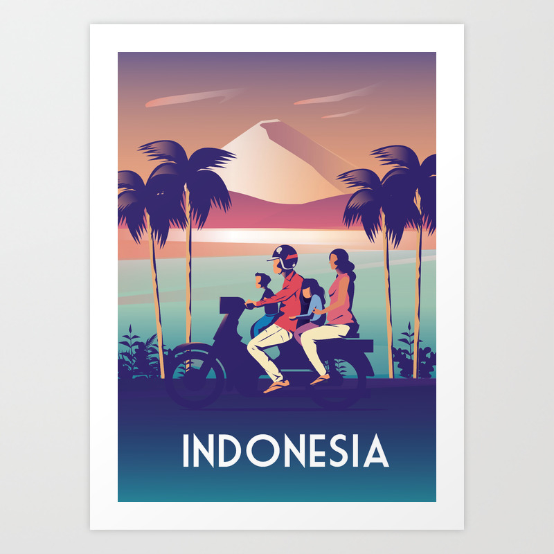 indonesia vintage travel poster home living wall decor sizes8 x 10 13 x 18 17 x 22 21 art print by caravanstudiodesign