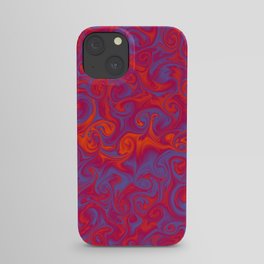 INFERNO deep coral and periwinkle abstract flames iPhone Case