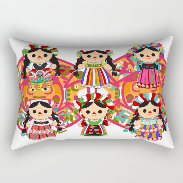 Mexican Dolls Rectangular Pillow