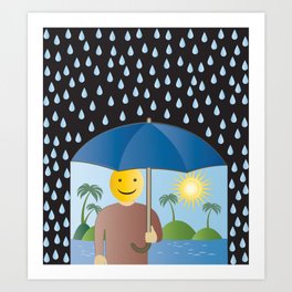 A sunny day under an umbrella Art Print