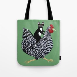 Cat on a Chicken Tote Bag