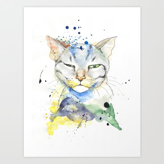 Suspicious Cat Art Print