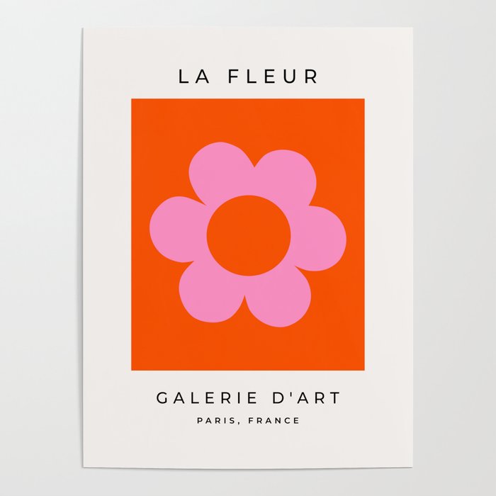 La Fleur | 01 - Retro Floral Print Orange And Pink Aesthetic Preppy Modern Abstract Flower Poster