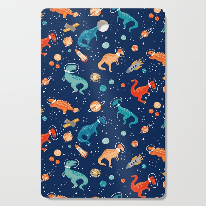 Painted Space Dinosaurs Cutting Board