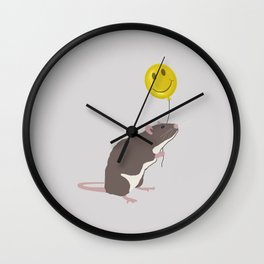 Rat with a Happy Face Balloon Wall Clock