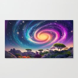 Galaxy Sky On Unknown Space Planet Canvas Print