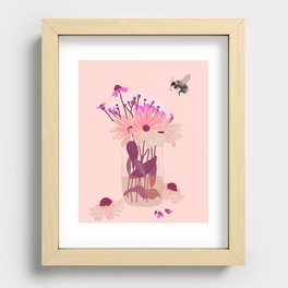 Bumble Bee Blossoms || Delicate Pink Recessed Framed Print