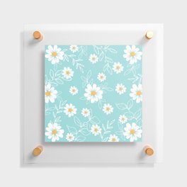 Floral pattern with small and large white flowers Floating Acrylic Print