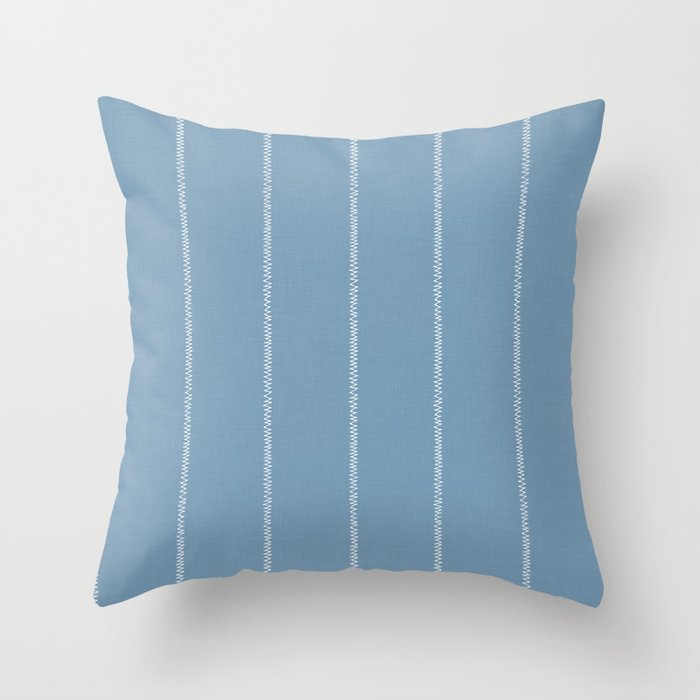 French Blue Linen Stripe Throw Pillow