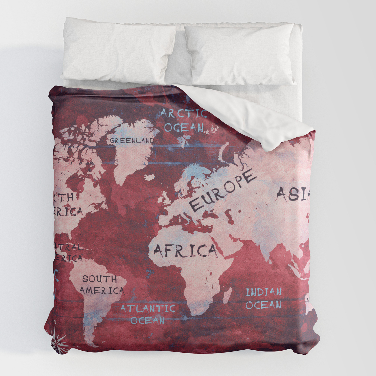 World Map 16 Duvet Cover By Justyna, Map Duvet Cover