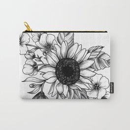 Bouquet of Flowers with Sunflower / Fall floral lineart Carry-All Pouch