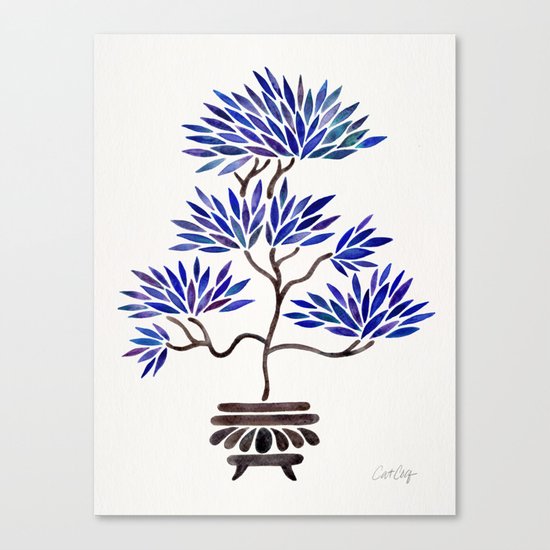 Bonsai Tree – Navy Palette Canvas Print
