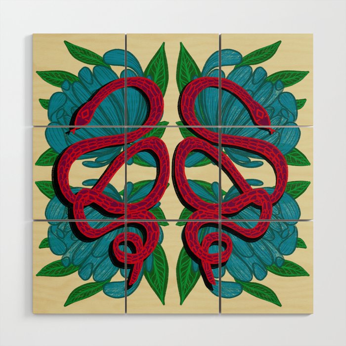 Floral Snakes Wood Wall Art