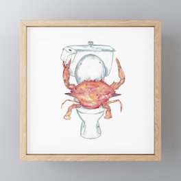 Crab in the bathroom painting watercolour Framed Mini Art Print