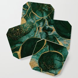 Gold and Emerald Marble I Coaster
