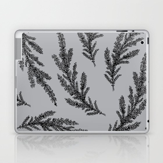 Lavender Flowers Nature Floral Gray Grey Black Laptop & iPad Skin