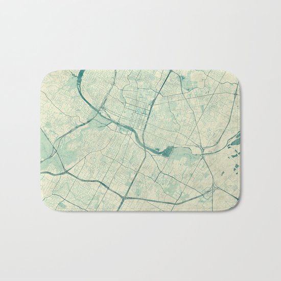 Austin Map Blue Vintage Bath Mat