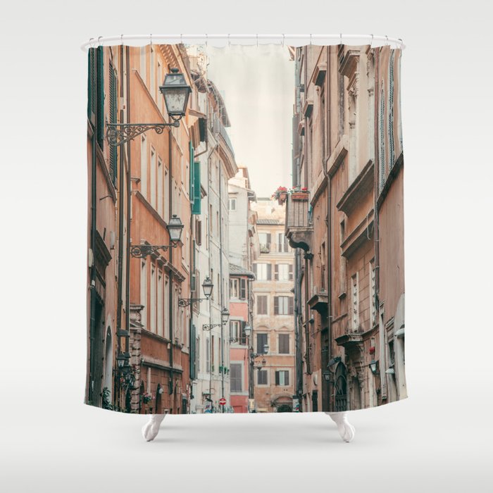 Roman Street - Rome Italy Travel Photography Shower Curtain